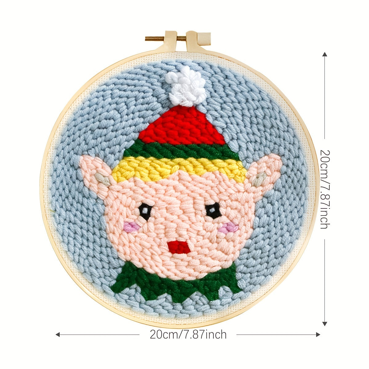 Christmas Punch Needle Embroidery Starter Kit Animal Rug 20x20cm