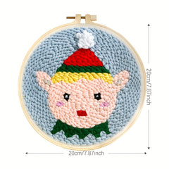 Christmas Punch Needle Embroidery Starter Kit Animal Rug 20x20cm