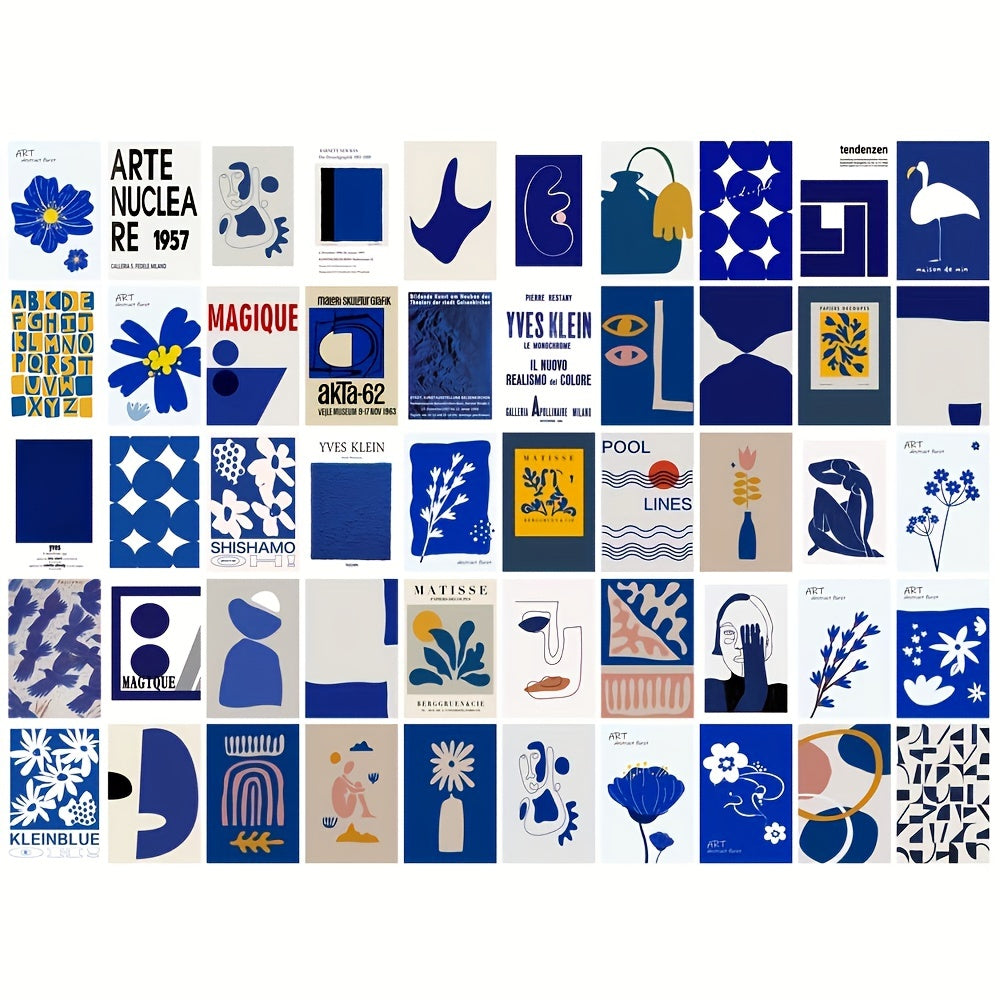 50pcs Klein Postcard Collage Set for Wall Aesthetics Wall Decoration Theme Room