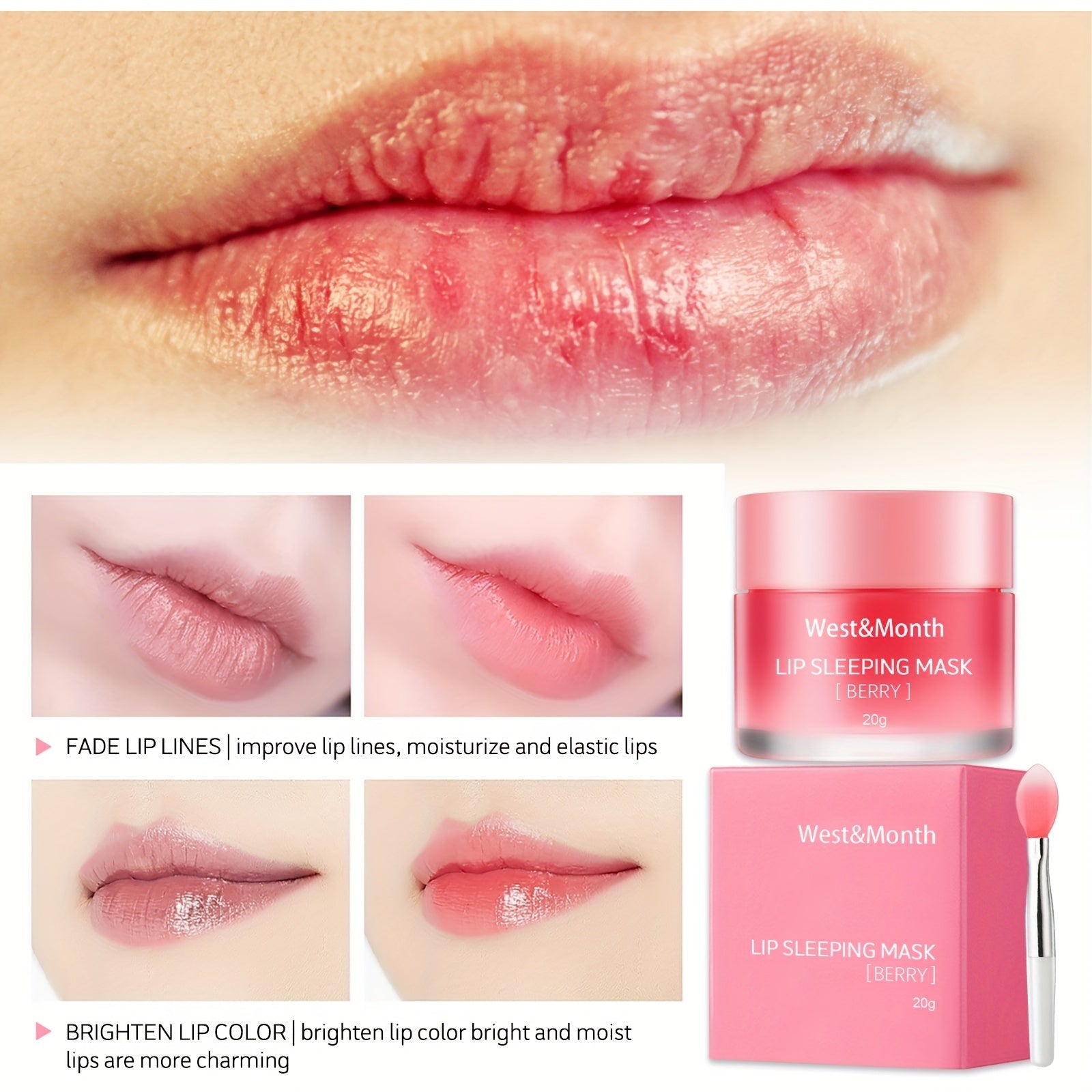 Hydrating Lip Mask with Lip Brush for Soft Lips