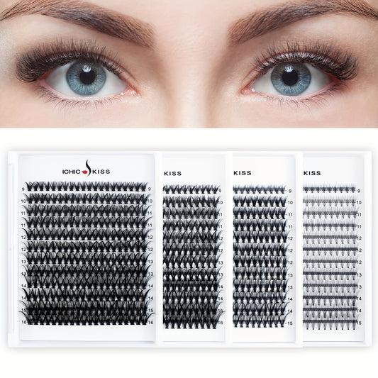 240pcs Cluster Lashes D Curling Long Individual Lashes Faux Mink False Eyelashes