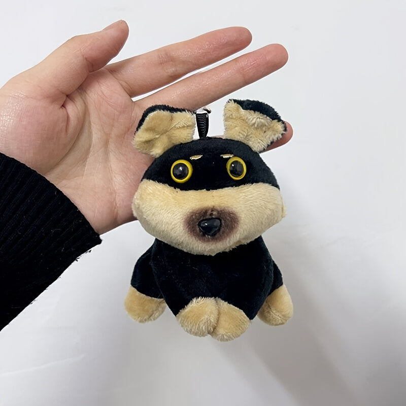 Plush Bee Dog Keychain Cartoon Yellow Eyes Red Nose Durable Fabric Bag Pendant