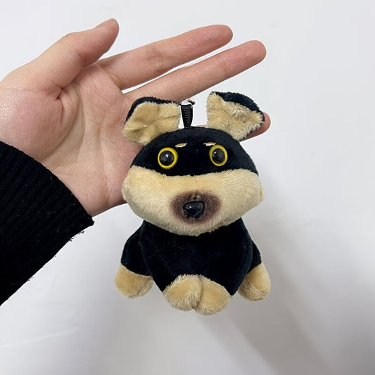 Plush Bee Dog Keychain Cartoon Yellow Eyes Red Nose Durable Fabric Bag Pendant