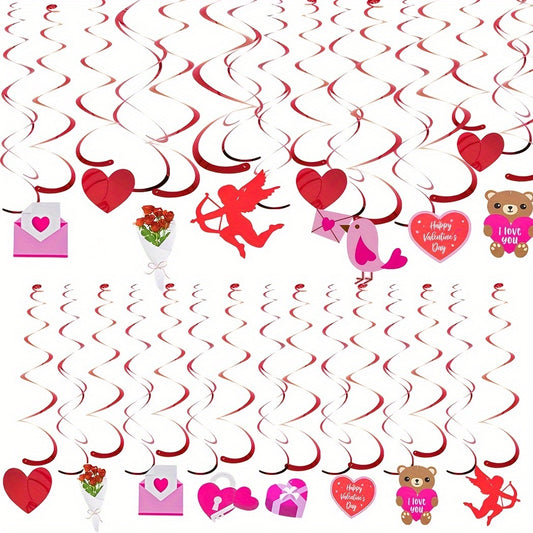 30pcs Valentines Hanging Swirls for Engagement Wedding Anniversary Party Decor