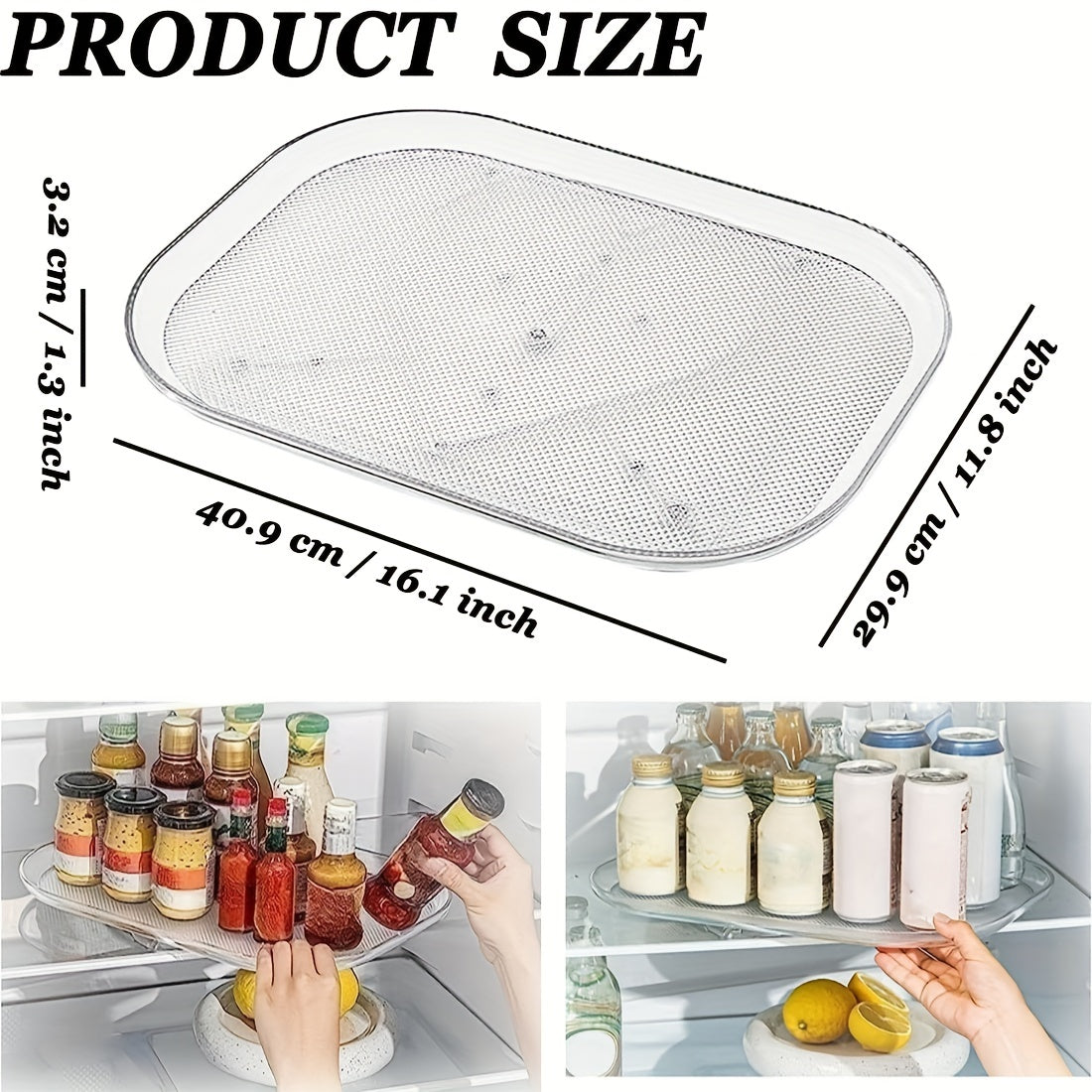 Square Lazy Susan Organizer for Refrigerator Turntable - Condiment Storage Rack