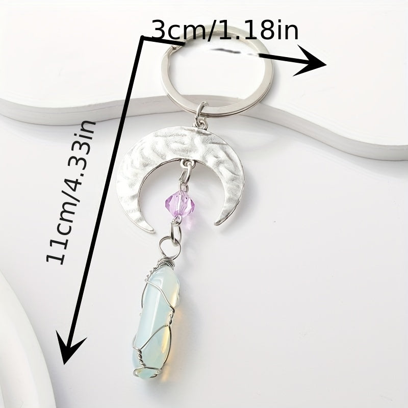Crescent Moon & Crystal Keychain Romantic Key Ring Purse Bag Charm