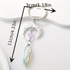 Crescent Moon & Crystal Keychain Romantic Key Ring Purse Bag Charm