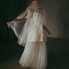 Single Layer Nude Bridal Veil Soft Polyester with Comb