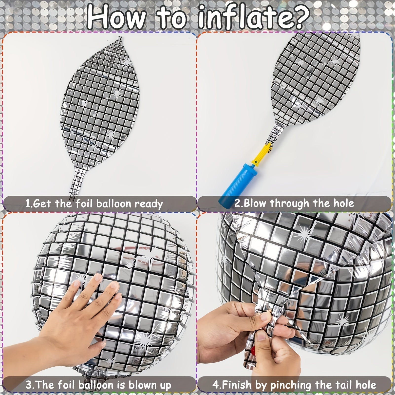4D Large Silver Disco Balloons for Outdoor Party Decorations
