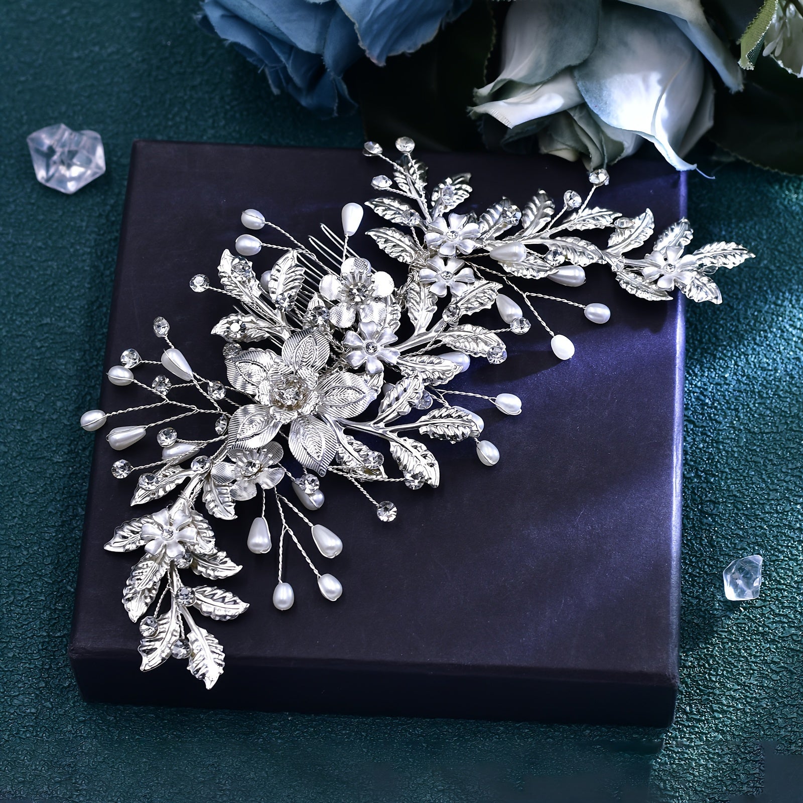 Bridal Flower-Shaped Hair Comb for Weddings