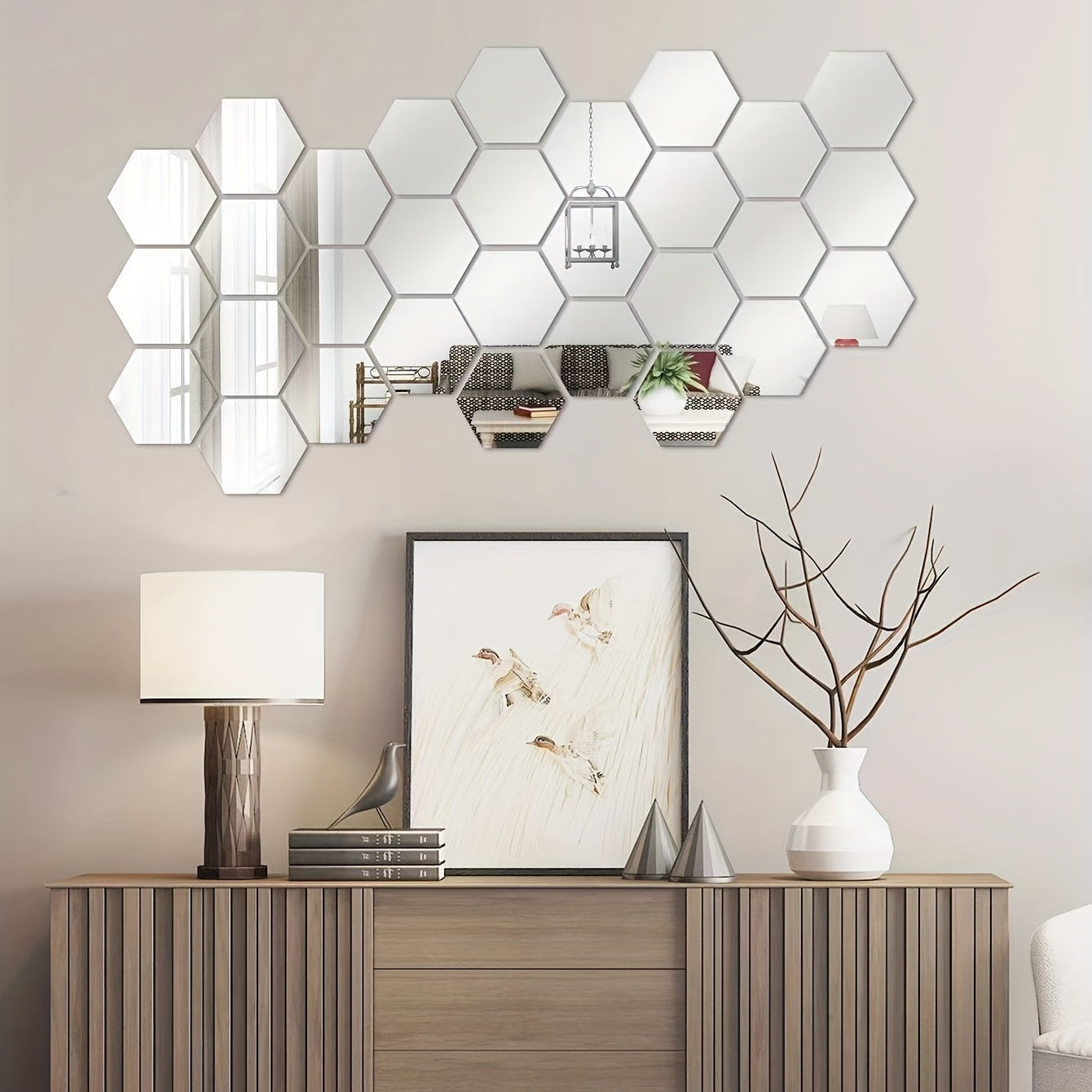 Hexagon 3D Mirror Wall Stickers 4 PCS