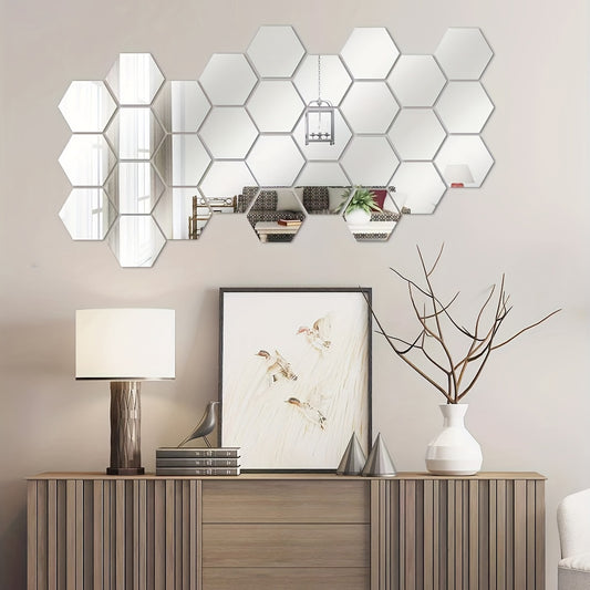 Hexagon 3D Mirror Wall Stickers 4 PCS