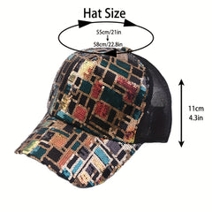 Sequin Plaid Y2K Trucker Hat Mesh Baseball Cap Unisex Hip Hop Dad Hats