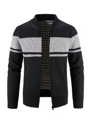 Men's Cable Knit Turtleneck Sweater Full Zip Jacket