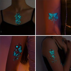 15 Glow Dark Butterfly Tattoo Stickers Waterproof Temporary Tattoo