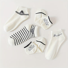 8 Pairs Letter & Stripe Print Socks for Women