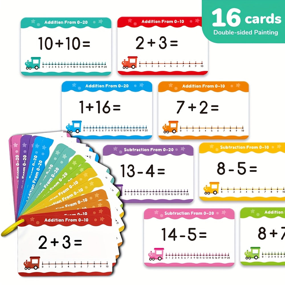 Math Cards Flashcards Set with 2 Pens - Educational Learning Tools