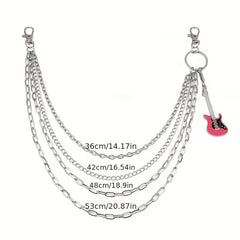 Punk Chain Tassel Layered Waist Chain Guitar Charm