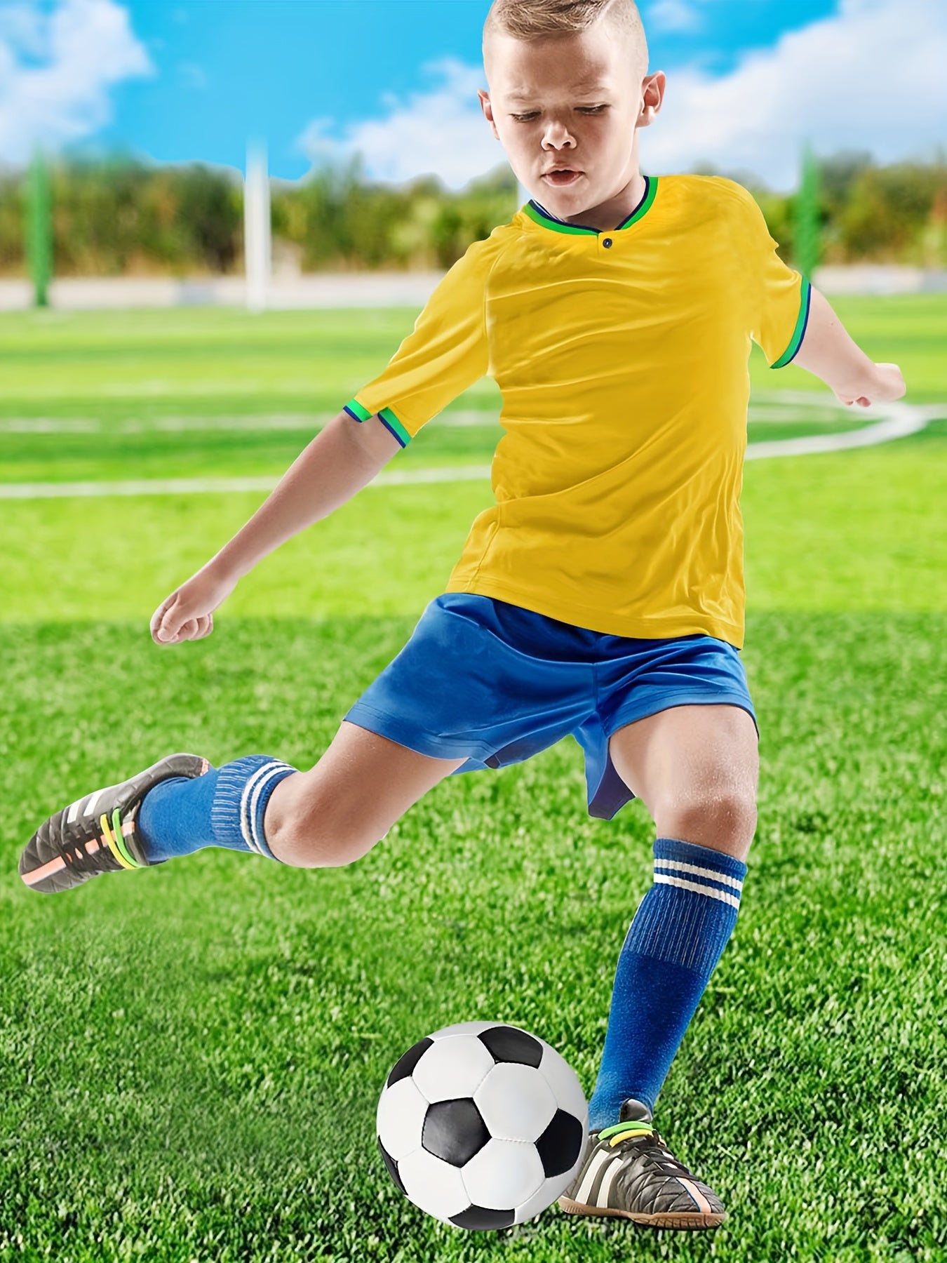 Boys Football Suit: Jersey, Shorts, Socks, Knee Pads
