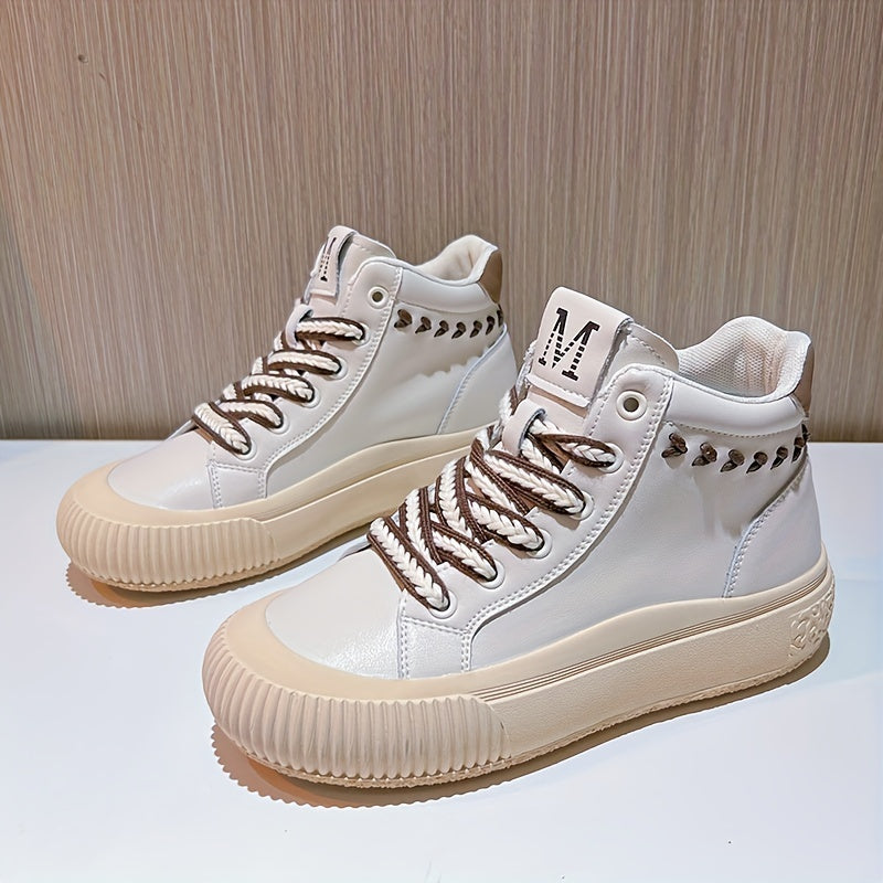 Women's Thick Bottom Top Skate Shoes Comfortable Lace Up Sport Shoes