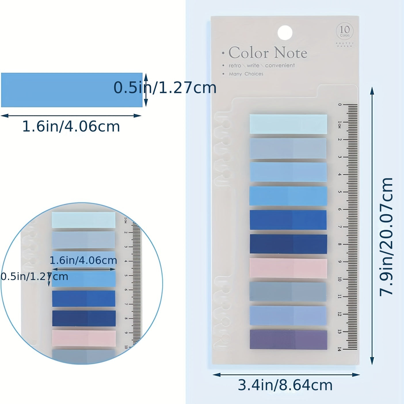 1200pcs Sticky Book Tabs Colorful Writable Transparent Sticky Notes