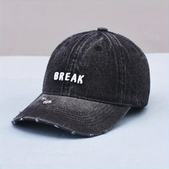 BREAK Embroidery Denim Baseball Cap Washed Distressed Couple Dad Hats