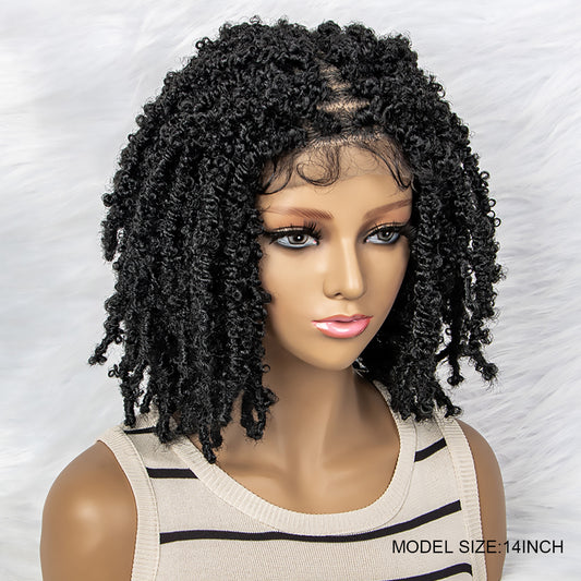 Short Bob Twist Braided Wig with Double Lace Front and Baby Hair