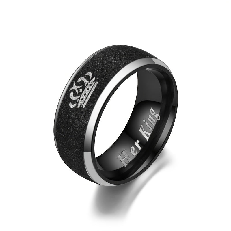 Stainless Steel Couple Crown Ring Set His Queen Her King Engagement Rings