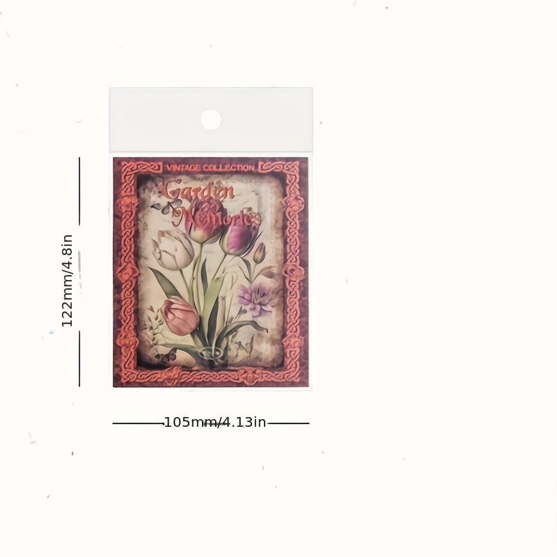 50pcs pack Memory Flower Zone Series Retro Decorative Diary Collage
