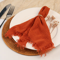 4pcs Cotton Napkins with Fringe for Dinners Parties Wedding