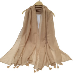Beige Tassel Casual Shawl Windproof Sunscreen Beach Towel