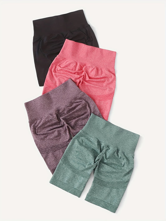 Solid High Waist Yoga Shorts Women's Activewear