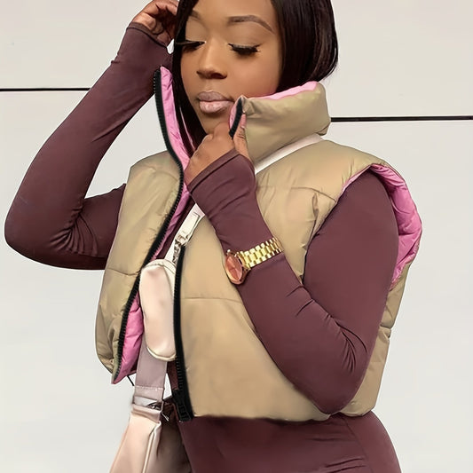 Reversible Vest Zip Up Sleeveless Outerwear