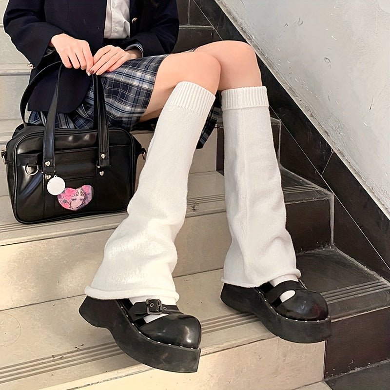 Solid Leg Warmers Knee High Socks Women's Stockings