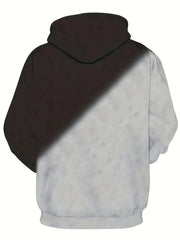 Men's Cat Print Hoodie Pullover Sweatshirt with Kangaroo Pocket