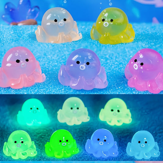 12 Mini Glow Octopus Ornaments in Assorted Colors