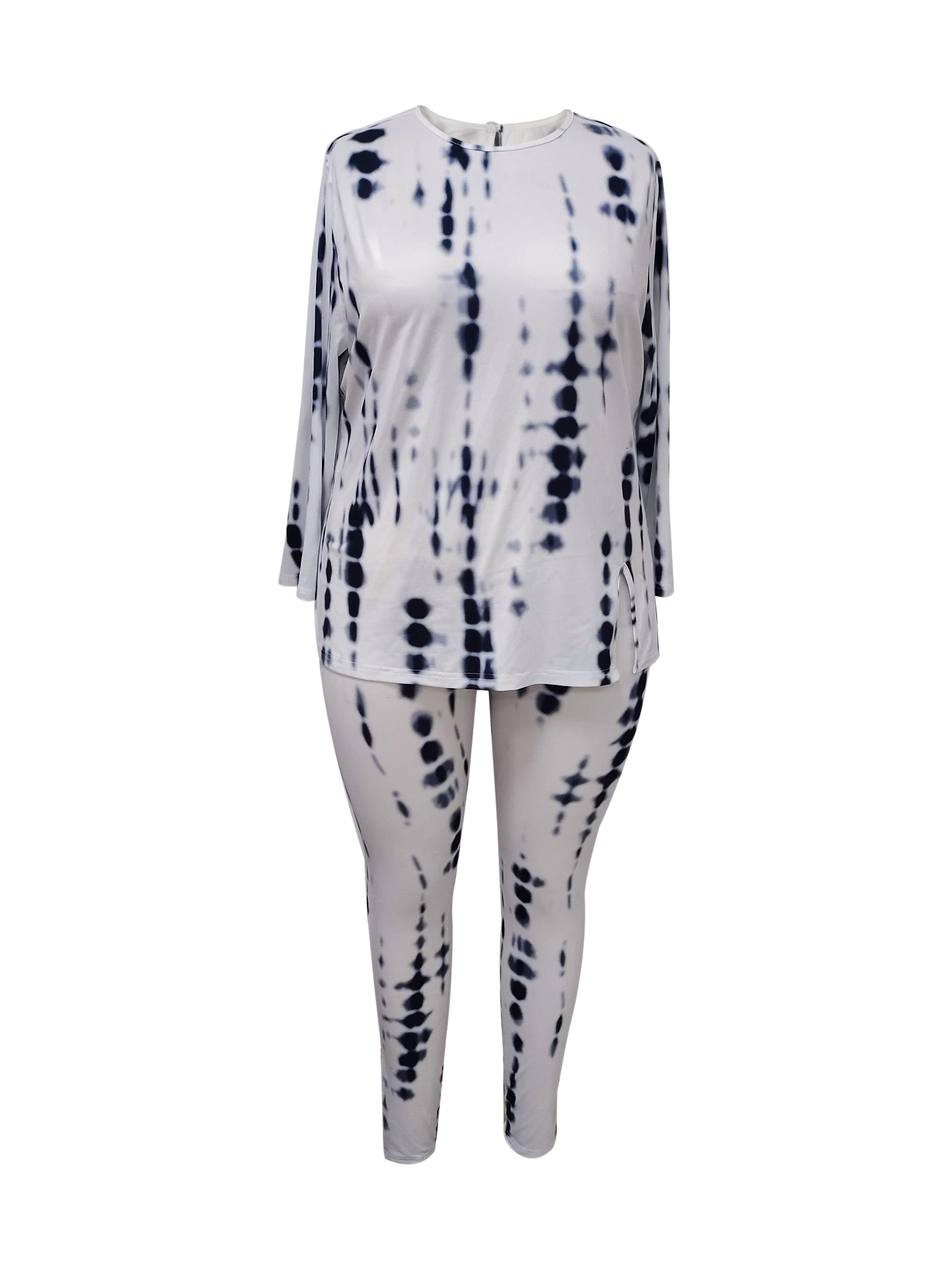 Plus Tie Dye Long Sleeve Top & Leggings 2 Piece Set