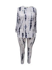 Plus Tie Dye Long Sleeve Top & Leggings 2 Piece Set