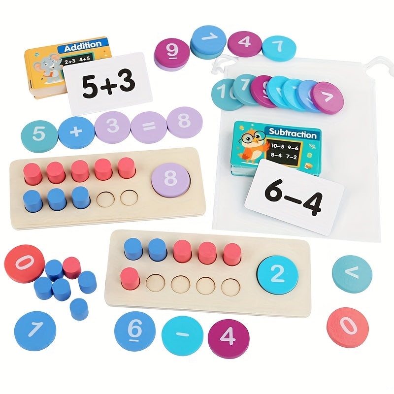 Wooden 10 Grid Math Toy with Colorful Buttons