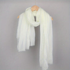 Frayed Edge Casual Scarf Hijab Solid Crinkle Shawl Turban Sunscreen Headscarf