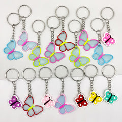 16pcs Butterfly Keychain Party Favors Mini Keyring Classroom Prizes Gift Bag Stu