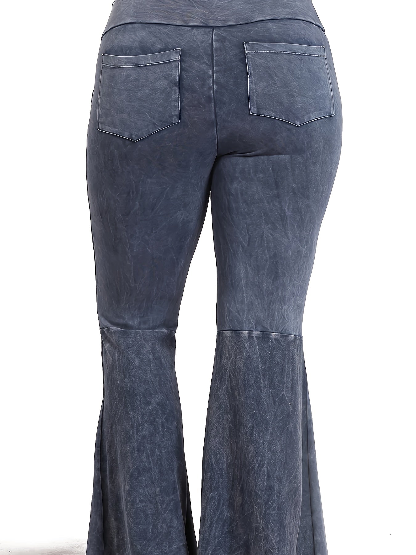  Denim Print Flared Leg Trousers for Women