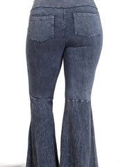  Denim Print Flared Leg Trousers for Women