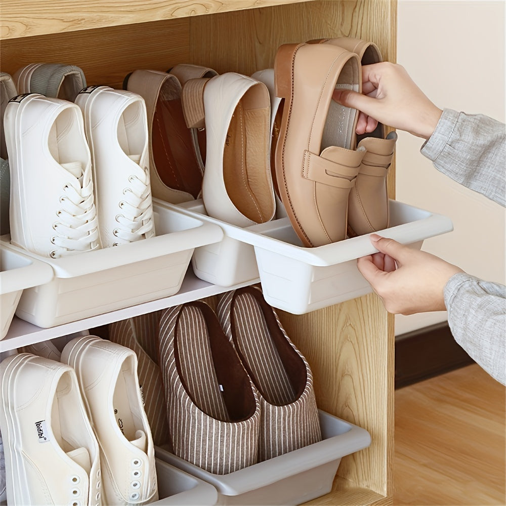 3 Compartment Shoe Rack Shoe Box Plastic Shoe Bracket Home Organizing Rack
