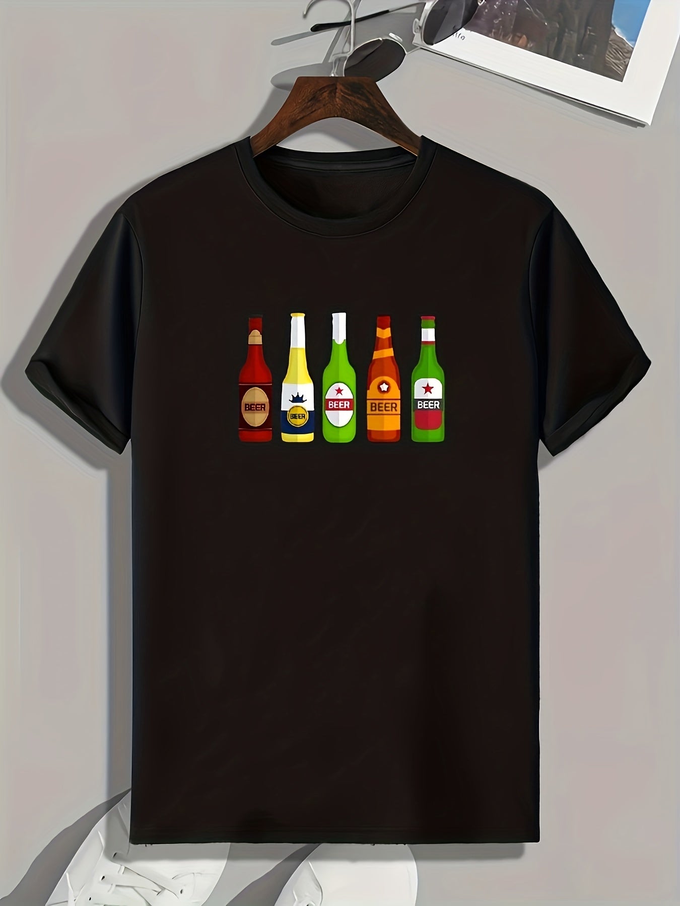 Beer Print Men's Comfy T-shirt for Outdoor Summer