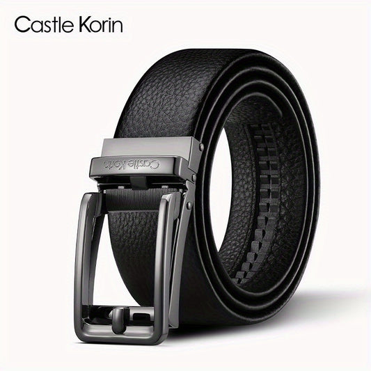 Men's Leather Casual Belt w/Automatic Buckle - Gift for Him