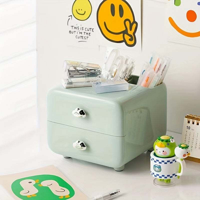 Cream Style Drawer Pen Holder Office Desk Organization Storage Box