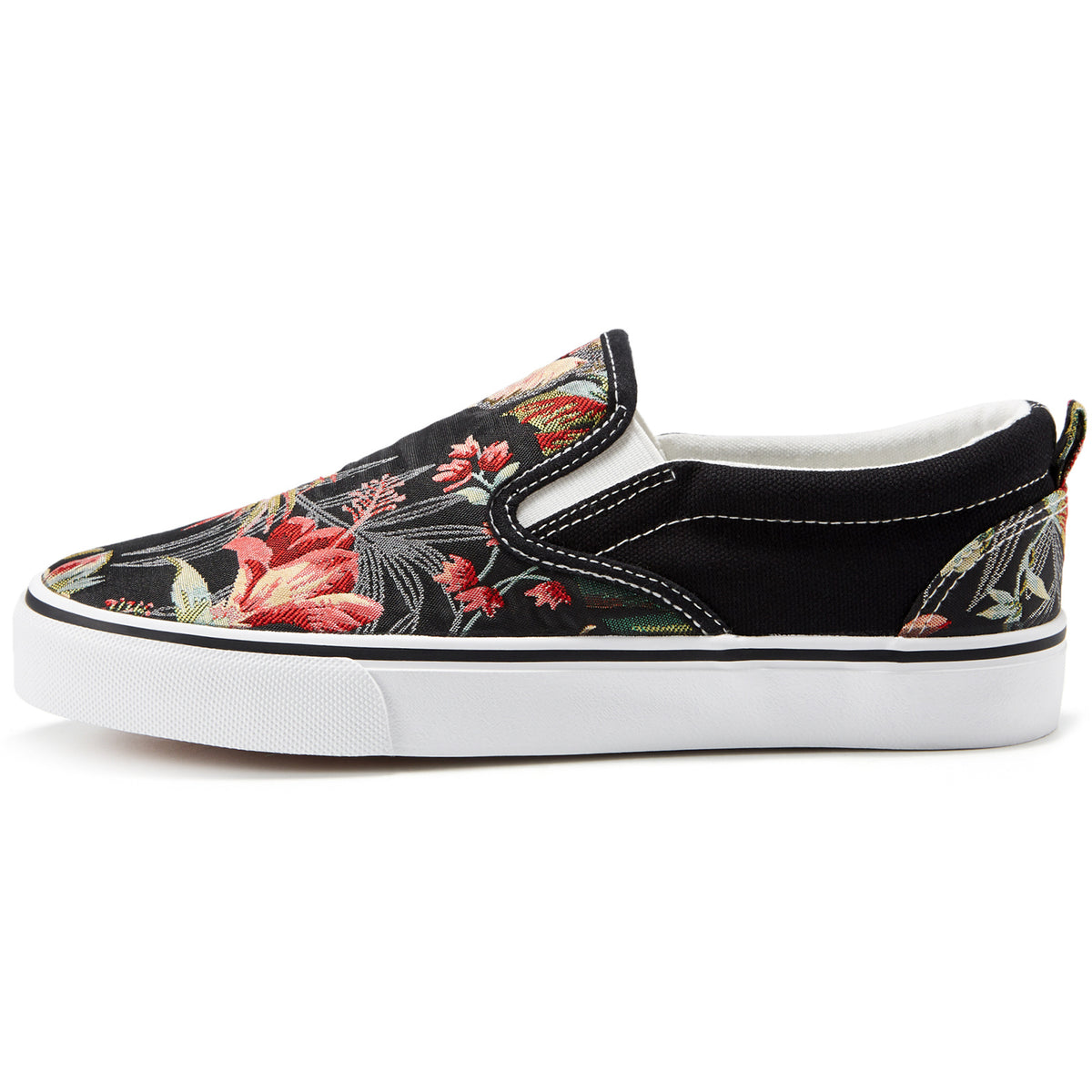 Floral Print Canvas Slip-On Casual Shoes Women's Comfy Flat Footwear