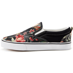 Floral Print Canvas Slip-On Casual Shoes Women's Comfy Flat Footwear