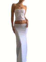 Sexy Two-piece Set Off Shoulder Tube Top & Maxi Skirt